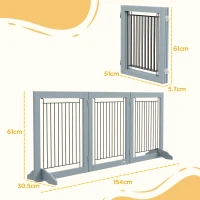 PawHut Foldable Pet Gate, with Three Panels & Two Support Feet - Grey(m-3)