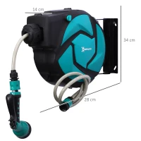 DURHAND Schlauchtrommel mit Gartenschlauch 10 m Wasserschlauchaufroller mit automatische Aufrollung Wandschlauchbox 180° schwenkbar mit Multibrause Frostschutz -5–45 °C Grün + Schwarz(m-3)