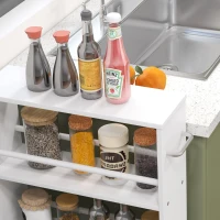 HOMCOM Multifunktionsregal mit Rollen, schmale Bauweise, 4 Fächer, 45x15x91 cm, Weiß(m-9)