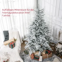 HOMCOM Weihnachtsbaum 180 cm, mit Kunstschnee, flammhemmend, schneller Auf- und Abbau, Metallbasis(m-4)