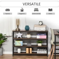 HOMCOM Scaffale Stile Industriale 4 Ripiani, Mobile Libreria per Soggiorno, Ingresso, Camera da Letto, Metallo e Legno, Marrone, 100x30x72cm(m-4)