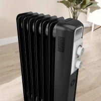 HOMCOM 1.5kW Seven Fin Oil-Filled Radiator - Black(m-8)