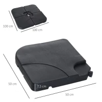 Outsunny Schirmfuß, Gewichte für Schirmständer, 4-teilig, befüllbar, HDPE, schwarz, 50 x 50 x 7,5 cm(m-3)