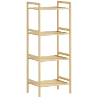 HOMCOM Four-Tier Bamboo Adjustable Shelf Storage Unit(m-1)
