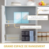 HOMCOM Buffet de cuisine armoire de cuisine contemporaine multi-rangements 6 portes 1 tiroir + grand plateau dim. 101L x 39l x 180H cm panneaux particules blanc gris(m-6)