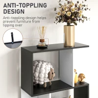 HOMCOM Bookcase, S-Shaped Wooden Bookshelf, 5/6 Tiers Freestanding Storage Shelf, Home Office Decorative Display Stand Rack, Black and White, 24D x 60W x 184.5H(m-6)