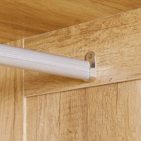 HOMCOM 2 Door Wardrobe, Modern Wardrobe with 2 Drawer and Hanging Rail for Bedroom, Natural(m-9)