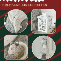HOMCOM Weihnachtsdeko, Weihnachtsmann mit Tanne und Laterne, warme LED-Beleuchtung, Batteriebetrieb, In- und Outdoor, 55 cm(m-4)