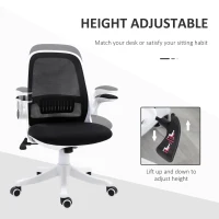 Vinsetto Swivel Office Chair Breathable Fabric Study Computer Chair with Flip-Up Arm for Home, Black(m-4)