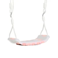 Outsunny Columpio para Niños de 3-6 Años con Luces LED Columpio Infantil con Altura de Asiento Ajustable 39x16,5x120-180cm Blanco(m-1)