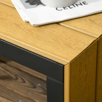 Outsunny 3 Pieces Patio Furniture Set, Outdoor Garden Sofa Conversation Set w/ Padded Cushions, Wood Grain Plastic Top Table and Side Panel, Dark Grey(m-7)