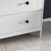 HOMCOM Commode meuble de rangement 5 tiroirs pour chambre, bureau, entrée, blanc et poignée métal noir(m-10)