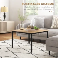 HOMCOM Couchtisch im Retrodesign, Beistelltisch, Metallbeine, Natur + Schwarz(m-4)