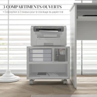 HOMCOM Support d'imprimante meuble de rangement bureau caisson 4 compartiments ouverts 40L x 30l x 36H cm blanc(m-4)