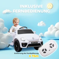 AIYAPLAY Elektro-Kinderfahrzeug, VW Käfer, 3-5 km/h, mit Fernbedienung & Musik, Weiß(m-5)