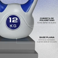 SPORTNOW Pesa Rusa 12 kg Revestimiento de PU y Relleno de Arena para Entrenamiento de Fuerza 24x17x28 cm Azul Oscuro y Gris(m-6)