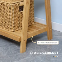 kleankin Handtuchleiter aus Bambus mit Regalen, 3 Regale, 3 Handtuchhalter, klappbar, 53 cm x 30,5 cm x 152 cm, Natur(m-5)