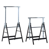 HOMCOM 2 x Gerüstbock Unterstellbock Klappbock höhenverstellbar bis 200kg Stahl Schwarz 68 x 58 x 80-130 cm(m-10)