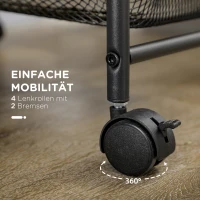 HOMCOM Rollwagen mit 4 Körben, Küchenwagen, 4 Räder mit 2 Bremsen, Allzweckwagen, Schwarz, 41,5 x 31 x 66 cm(m-5)