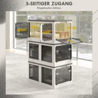 HOMCOM Aufbewahrungsbox, 3er-Set, klappbar, mit Rollen, 60 x 42 x 34 cm, Weiß(m-5)