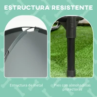 PawHut Cama Elevada para Mascotas Portátil con Toldo Extraíble Tela Transpirable al Aire Libre para Interior y Exterior 76x61x73 cm Gris(m-8)