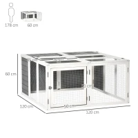 PawHut 48 Inch Rabbit Hutch Rabbit Run Small Animal Guinea Pig House Bunny Cage Hideaway Outdoor with Openable Roof Grey(m-3)