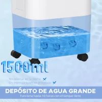 HOMCOM Enfriador de Aire con 3 Velocidades Temporizador 7,5h Tanque de Agua 15L Apto para 15-20 ㎡ 37x32x78 cm Blanco(m-9)
