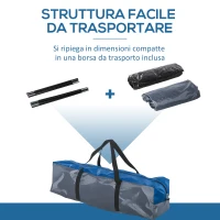 Outsunny Tenda da Campeggio 2 Posti con Tasche e Gancio, in Poliestere e Fibra di Vetro, 3x2.50x1.30 m, Blu(m-6)