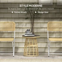 Outsunny Table basse de jardin ronde en résine aspect rotin métal et plateau composite, dim. Ø45 x 50H cm(m-4)