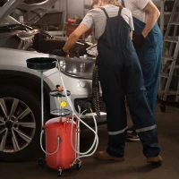 DURHAND Récupérateur d'huile de vidange portable 2-en-1 avec hauteur réglable et vidangeur d'huile pneumatique de 80L(m-2)