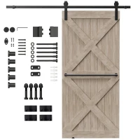 HOMCOM Schiebetüren-Beschlagsatz,  paltzsparend, leise, universell einsetzbar, 200 cm x 40 cm x 0,6 cm, Schwarz(m-10)