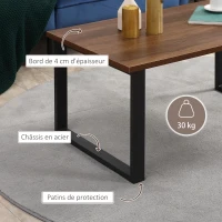 HOMCOM Table basse rectangulaire table de salon style industriel pied métal et plateau aspect bois 100 x 60 x 50 cm(m-6)