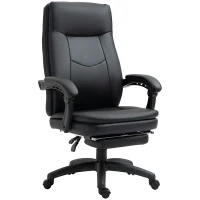 Vinsetto Ergonomischer Bürostuhl mit Fußstütze, Chefsessel, höhenverstellbarer Schreibtischstuhl Computerstuhl mit Gepolsterte Rückenlehne, Schwarz, 64 x 64 x 112-120 cm(m-9)