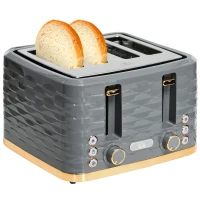 HOMCOM Four-Slice Rippled Toaster - Grey(m-10)