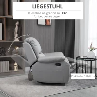 HOMCOM Relaxsessel, Liegesessel, neigbare Rücklehne, drehbar, Wippfunktion, mit Fußstütze, Stahl, grau, 93 x 100 x 98Hcm(m-4)