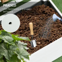 Outsunny Fioriera Verticale con 4 Ruote e Traliccio per Piante Rampicanti in Legno, 76x30x155cm, Bianco(m-7)