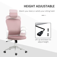 Vinsetto Office Chair, Ergonomic Desk Chair, High Back Velvet Fabric Computer Chair with Adjustable & Liftable Headrest for Home, Pink(m-4)