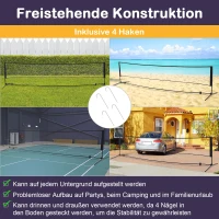 HOMCOM Badmintonnetz 94/158cm faltbares Volleyballnetz mit Transporttasche 2-Fach-Höhenverstellbar Tennisnetz Badminton Netz tragbares Set für Tennis Federballnetz für Garten Park Outdoor(m-7)