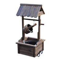 Outsunny Fontaine de Jardin d'ornement - puit de Jardin - dim. 57L x 50l x 112H cm - Pompe à Eau Submersible Incluse - Bois Sapin traité carbonisation(m-1)