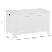 HOMCOM Lift Top Storage Chest Toy Box Organizer with Lid and Safety Hinges for Bedroom Entryway Living Room - White(m-3)