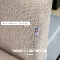 HOMCOM Baúl de Almacenaje Tapizado en Lino con Tapa Abatible y Patas de Madera para Dormitorio Salón 20x45x54 cm Beige(m-6)