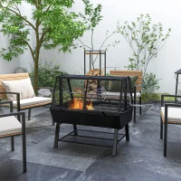 Outsunny 3-in-1 Barbecue Grill, Rotisserie Roaster and Fire Pit, with Cover(m-10)