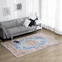 HOMCOM Teppich im Used Look, Kurzflor, weich und rutschfest, rot+blau, 2,3 x 1,6 m(m-2)