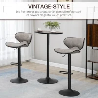 HOMCOM Barstuhl, 2er-Set, höhenverstellbar, drehbar, modernes Design, Kunstlederbezug, hellgrau, 45 x 50 x 102cm(m-4)