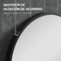 HOMCOM Espejo de Baño Ovalado 40x70 cm Espejo Decorativo de Pared con Marco de Aluminio para Salón Horizontal o Vertical Negro(m-5)