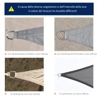 Outsunny Vela Ombreggiante Triangolare, Tenda da Sole per Esterno in Poliestere Anti UV Traspirante 4x4x4m Grigio(m-6)