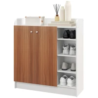 HOMCOM Armario Zapatero Moderno con 2 Puertas Estantes Ajustables para 12 Pares de Zapatos para Pasillo 83x30x90 cm Natural(m-10)