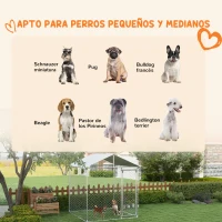 PawHut Jaula de Exterior para Perros Medianos con Cerradura Marco de Acero Toldo Impermeable y Anti-UV 200x200x237 cm Plata(m-4)