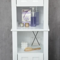 kleankin Meuble colonne de salle de bain armoire haute design moderne 4 placards avec porte 35 x 30 x 158,5 cm blanc(m-4)