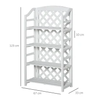 Outsunny Étagère à Fleurs Pliable Étagère à Fleurs Supports de Pots Porte Plante - 4 niveaux à Lattes réglables - pan arrière Treillis - Bois Sapin pré-huilé pour Intérieur Balcon Jardin Terrasse(m-3)